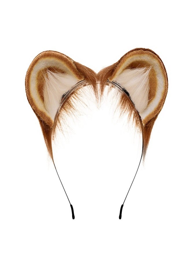 Fxaelian Cosplay Fox Wolf Bear Hamster Monkey Cat Dog Ears Headband Hairband Hair Clips Halloween Costume Party Headpiece Headwear Hair Accessories Brown - Image 1